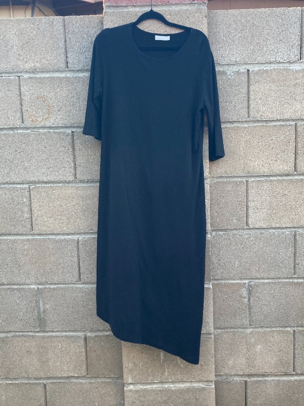 Bryn Walker black asymmetrical bamboo cotton stretch dress size L